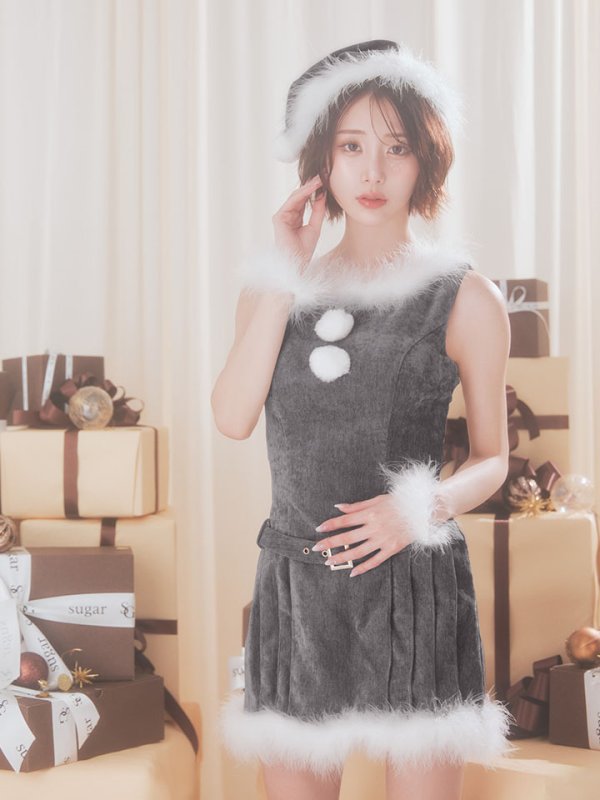 画像7: 【即日発送】【サンタ】ベルト付きファーサンタコスプレ【コスプレ4点セット】【XS-XLサイズ/3カラー】[OF04] (7)