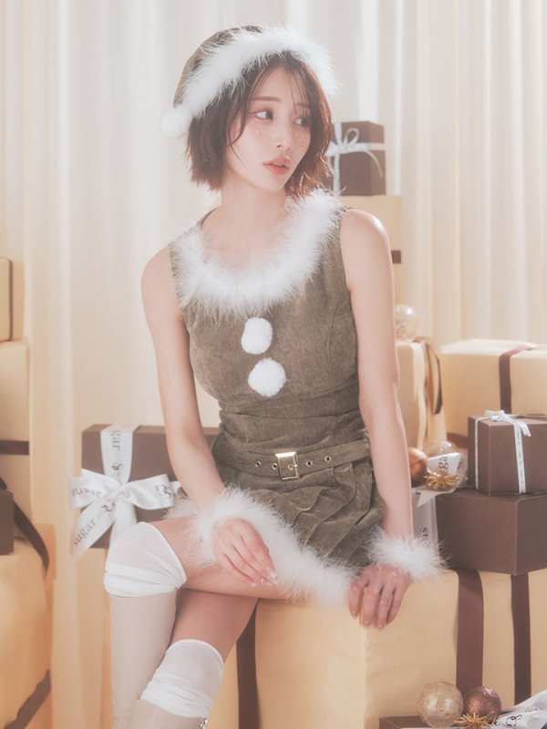 画像16: 【即日発送】【サンタ】ベルト付きファーサンタコスプレ【コスプレ4点セット】【XS-XLサイズ/3カラー】[OF04] (16)