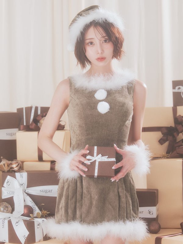 画像25: 【即日発送】【サンタ】ベルト付きファーサンタコスプレ【コスプレ4点セット】【XS-XLサイズ/3カラー】[OF04] (25)