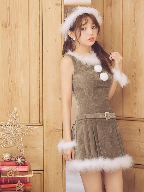 画像15: 【即日発送】【サンタ】ベルト付きファーサンタコスプレ【コスプレ4点セット】【XS-XLサイズ/3カラー】[OF04] (15)