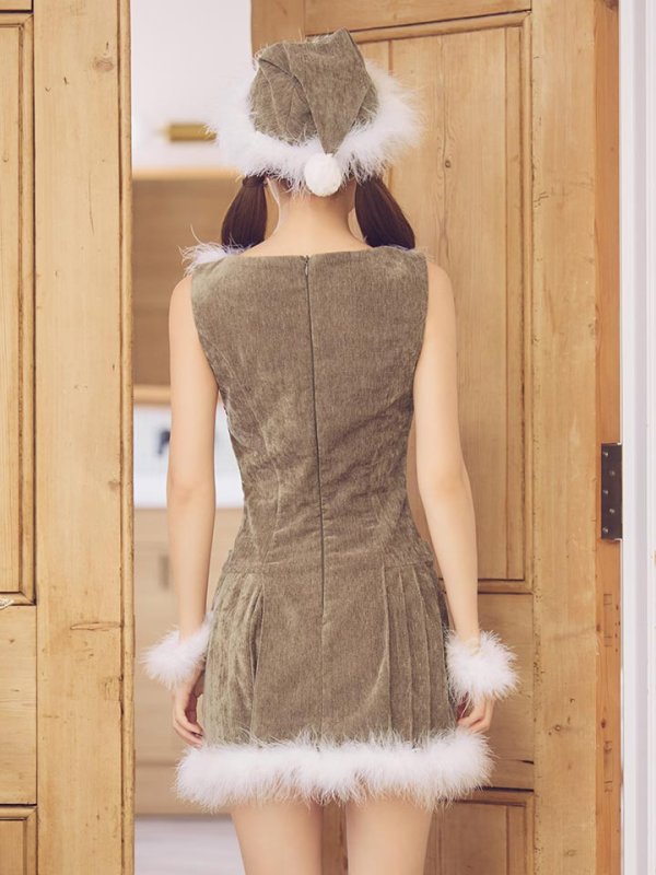 画像18: 【即日発送】【サンタ】ベルト付きファーサンタコスプレ【コスプレ4点セット】【XS-XLサイズ/3カラー】[OF04] (18)