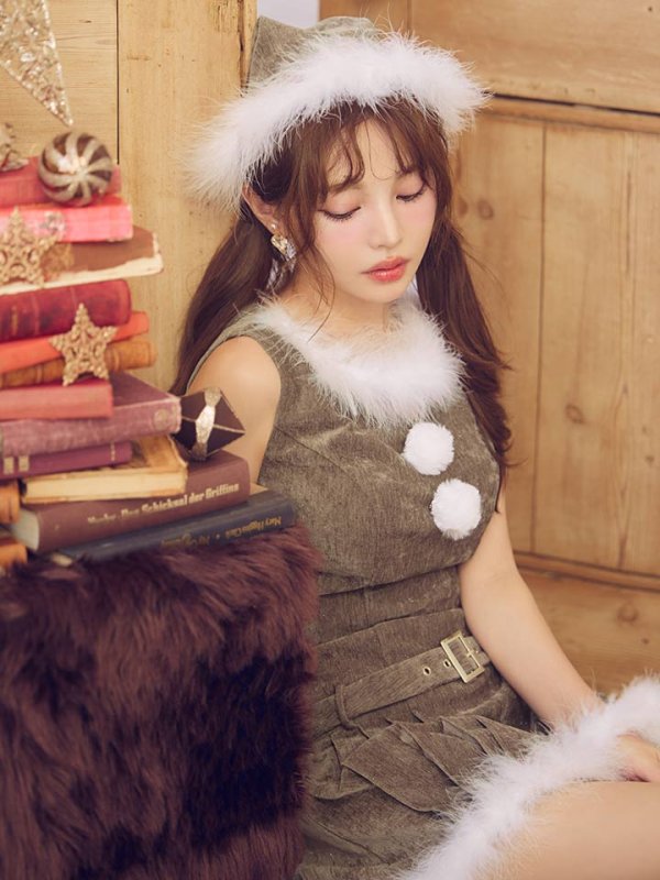 画像8: 【即日発送】【サンタ】ベルト付きファーサンタコスプレ【コスプレ4点セット】【XS-XLサイズ/3カラー】[OF04] (8)