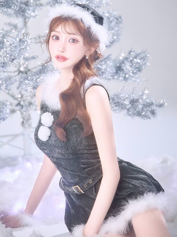 画像9: 【即日発送】【サンタ】ベルト付きファーサンタコスプレ【コスプレ4点セット】【XS-XLサイズ/3カラー】[OF04] (9)