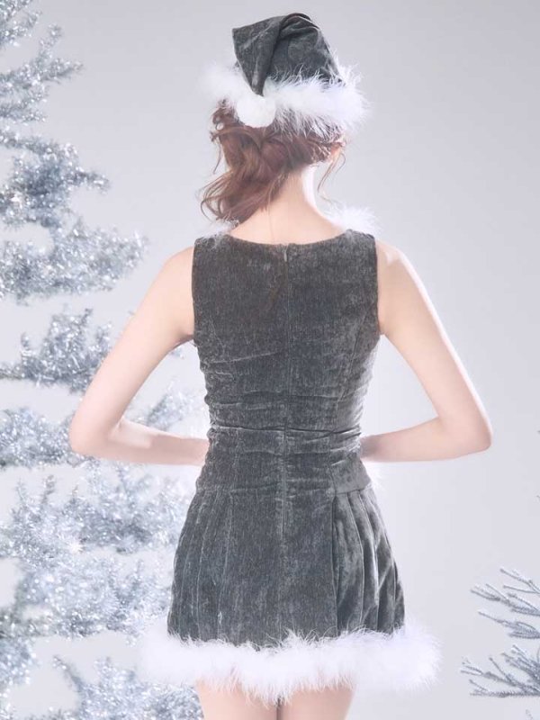 画像24: 【即日発送】【サンタ】ベルト付きファーサンタコスプレ【コスプレ4点セット】【XS-XLサイズ/3カラー】[OF04] (24)