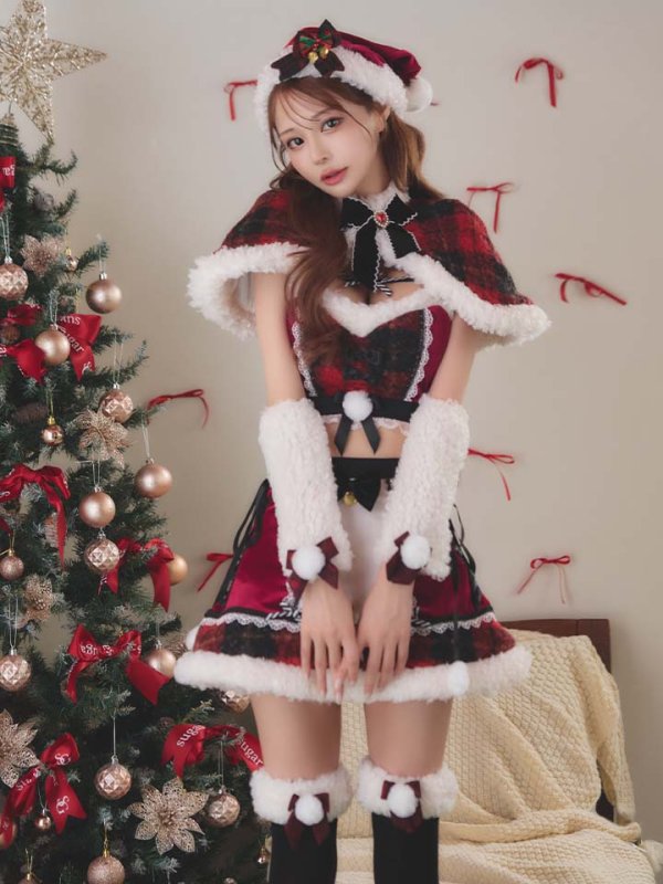 画像9: 【即日発送】【サンタ】ノエルドチェックケープサンタ【Malymoon/マリームーン】【コスプレ9点セット】【フリーサイズ/2カラー】[OF03] (9)