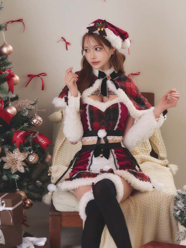 画像11: 【即日発送】【サンタ】ノエルドチェックケープサンタ【Malymoon/マリームーン】【コスプレ9点セット】【フリーサイズ/2カラー】[OF03] (11)