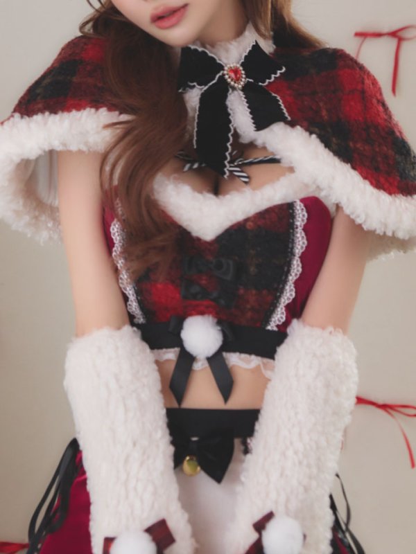 画像15: 【即日発送】【サンタ】ノエルドチェックケープサンタ【Malymoon/マリームーン】【コスプレ9点セット】【フリーサイズ/2カラー】[OF03] (15)
