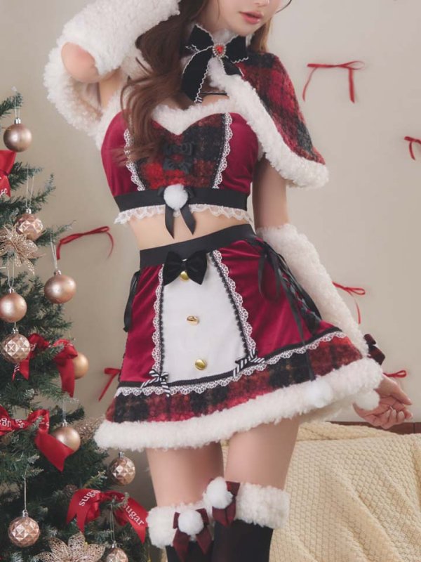 画像17: 【即日発送】【サンタ】ノエルドチェックケープサンタ【Malymoon/マリームーン】【コスプレ9点セット】【フリーサイズ/2カラー】[OF03] (17)