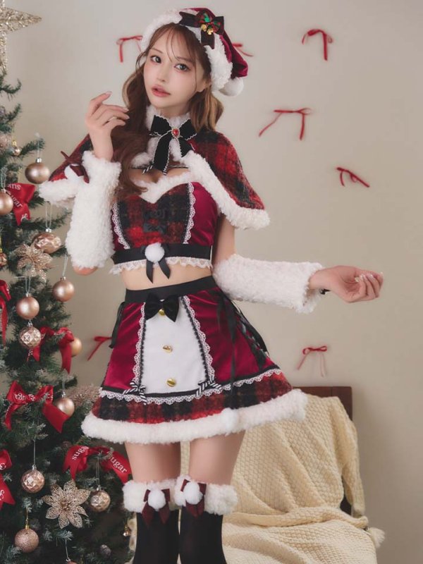 画像1: 【即日発送】【サンタ】ノエルドチェックケープサンタ【Malymoon/マリームーン】【コスプレ9点セット】【フリーサイズ/2カラー】[OF03] (1)
