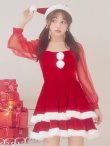 画像1: 【サンタSALE!!】【即日発送】【サンタコス 3点セット】【S-Lサイズ/1カラー】チュールシアーフレアサンタコスプレ[HC02] (1)