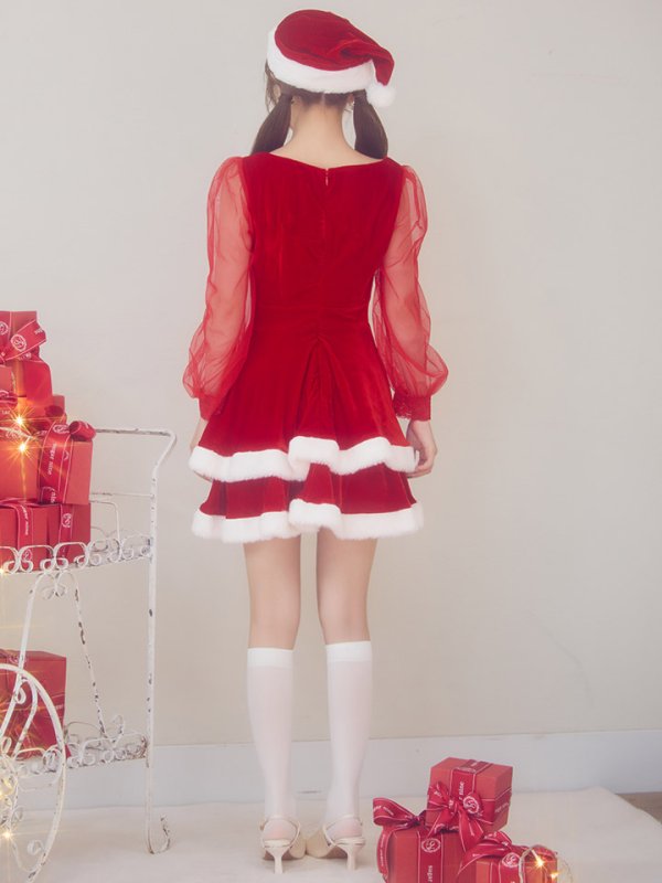 画像19: 【サンタSALE!!】【即日発送】【サンタコス 3点セット】【S-Lサイズ/1カラー】チュールシアーフレアサンタコスプレ[HC02] (19)