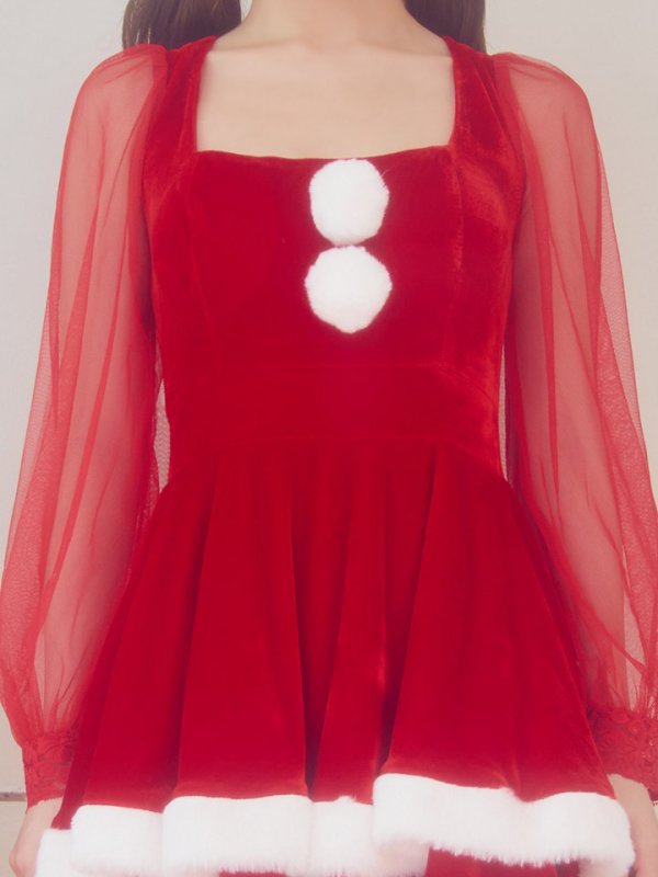 画像20: 【サンタSALE!!】【即日発送】【サンタコス 3点セット】【S-Lサイズ/1カラー】チュールシアーフレアサンタコスプレ[HC02] (20)