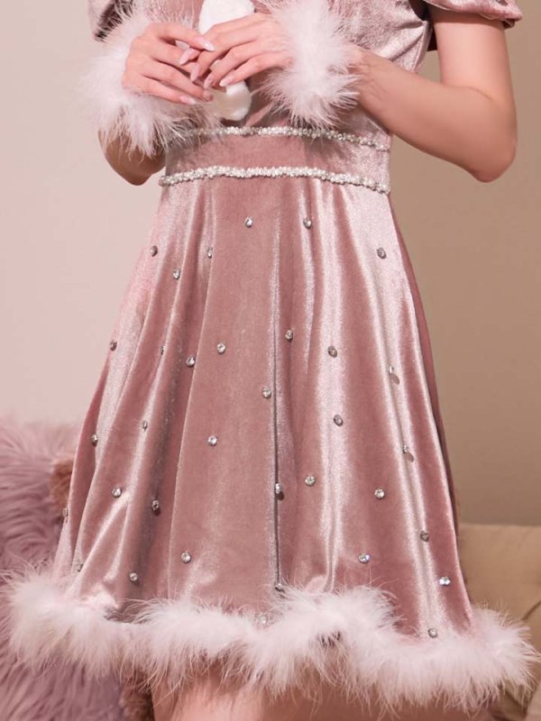 画像35: 【即日発送！】【サンタコス 5点セット】【XS-XLサイズ/3カラー】オフショルビジューリボンフレアサンタ[HC02] (35)