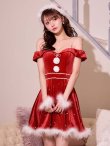 画像14: 【即日発送！】【サンタコス 5点セット】【XS-XLサイズ/3カラー】オフショルビジューリボンフレアサンタ[HC02] (14)