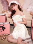 画像2: 【即日発送！】【サンタコス 5点セット】【XS-XLサイズ/3カラー】オフショルビジューリボンフレアサンタ[HC02] (2)