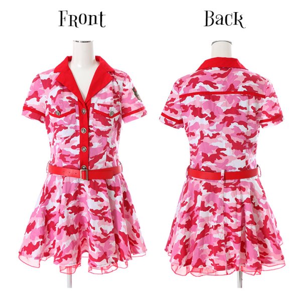 画像9: 【SALE!!】【即日発送】ピンクアーミーワンピース【ハロウィンコスプレ3点セット】【S-XLサイズ/1カラー】（STEE06 W）[HC03] (9)