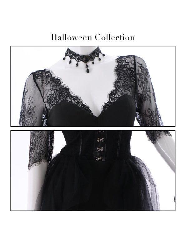 画像13: 【即日発送】ブラックバニーコスプレセット/ショートインロング【sugar nineハロウィン4点セット】 【S?XLサイズ/1カラー】[HC03] (13)