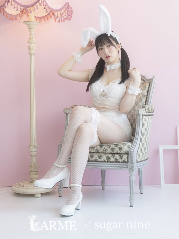 画像2: 【即日発送】【sugar nine×マリームーンコラボ】 セクシーレースバニーコスプレセット【sugar nineハロウィン7点セット】【S-Mサイズ/4カラー】[HC03] (2)