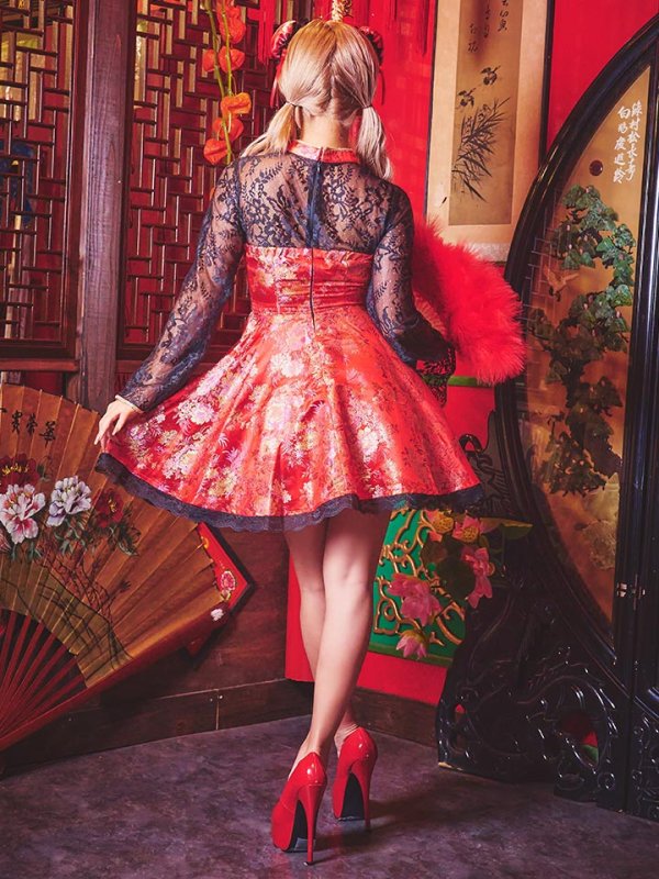 画像8: 【即日発送】フレアチャイナドレスコスプレセット【sugar nineハロウィン2点セット】【4サイズ/2カラー】(SE01YN)【HC03】 (8)