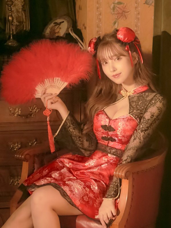 画像5: 【即日発送】フレアチャイナドレスコスプレセット【sugar nineハロウィン2点セット】【4サイズ/2カラー】(SE01YN)【OF01】 (5)