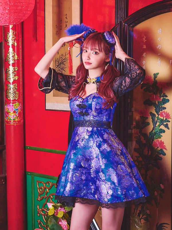 画像4: 【即日発送】フレアチャイナドレスコスプレセット【sugar nineハロウィン2点セット】【4サイズ/2カラー】(SE01YN)【OF01】 (4)