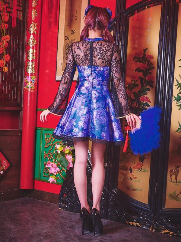 画像6: 【即日発送】フレアチャイナドレスコスプレセット【sugar nineハロウィン2点セット】【4サイズ/2カラー】(SE01YN)【OF01】 (6)