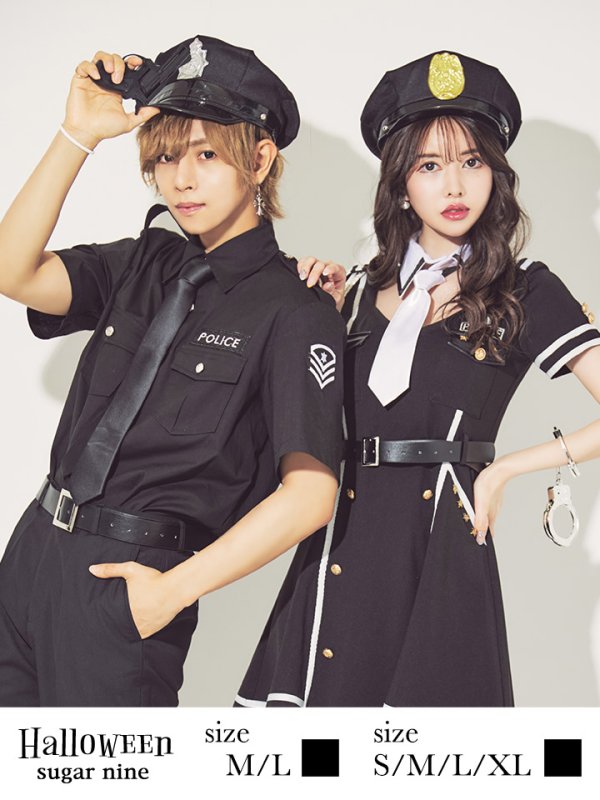 画像4: 【即日発送】メンズブラックポリス【sugar nineハロウィンコスプレ5点セット】【M-XLサイズ/1カラー】[HC03-Bsv] (4)