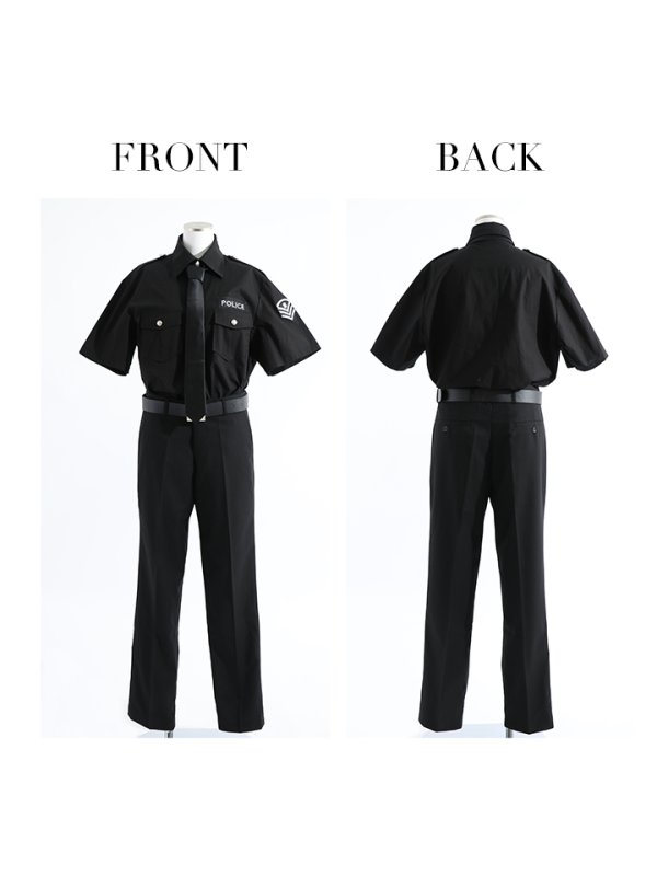 画像14: 【即日発送】メンズブラックポリス【sugar nineハロウィンコスプレ5点セット】【M-XLサイズ/1カラー】[HC03-Bsv] (14)