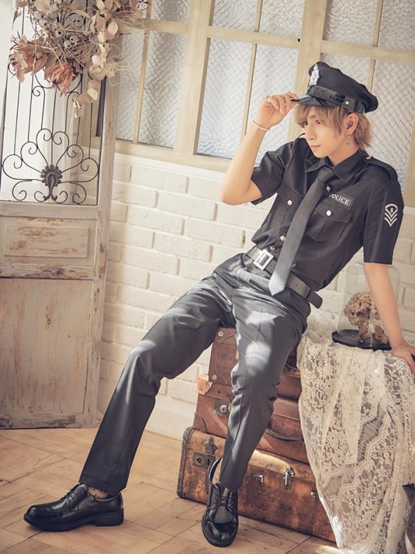 画像12: 【即日発送】メンズブラックポリス【sugar nineハロウィンコスプレ5点セット】【M-XLサイズ/1カラー】[HC03-Bsv] (12)