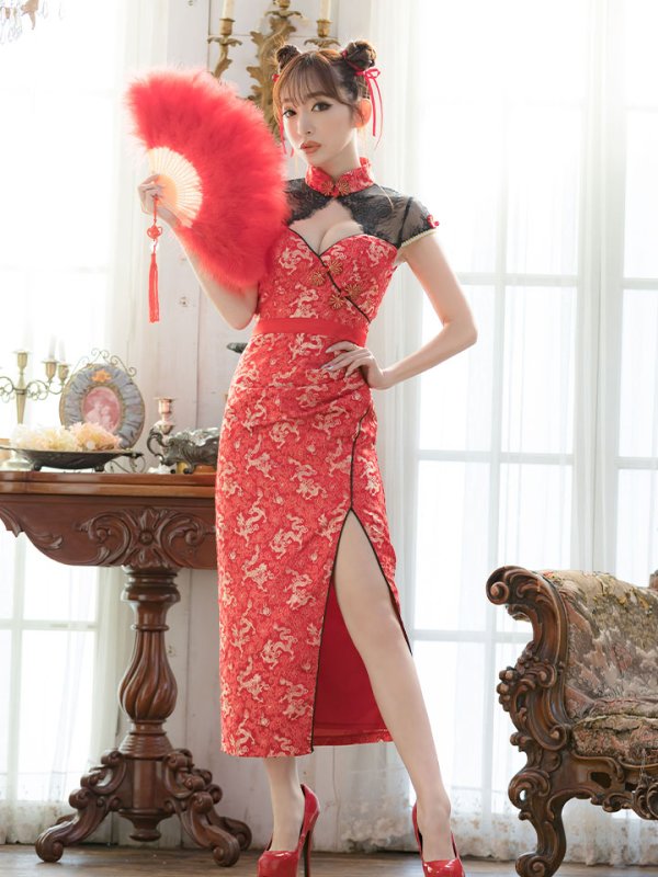 画像7: 【即日発送】ロングチャイナドレスコスプレセット【ハロウィン2点セット】【4サイズ/2カラー】(SE01YN)【HC03】 (7)