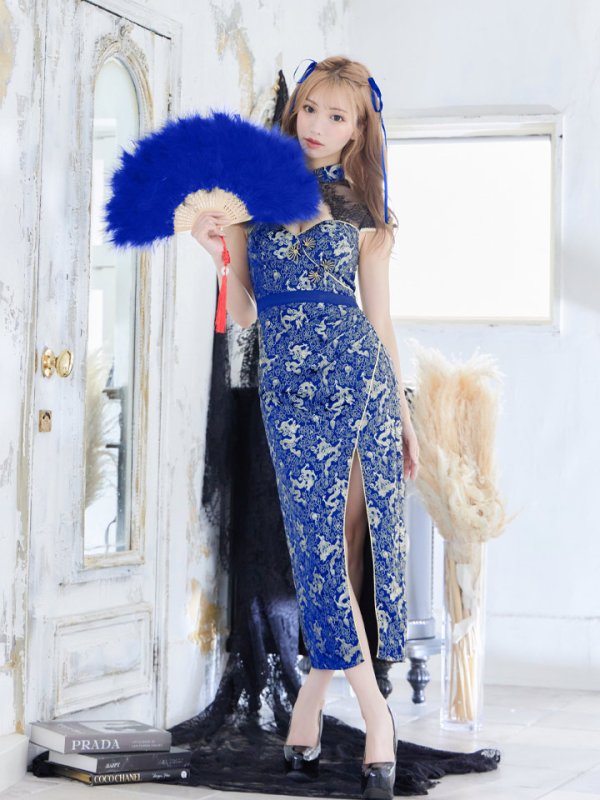 画像3: 【即日発送】ロングチャイナドレスコスプレセット【ハロウィン2点セット】【4サイズ/2カラー】(SE01YN)【OF01】 (3)