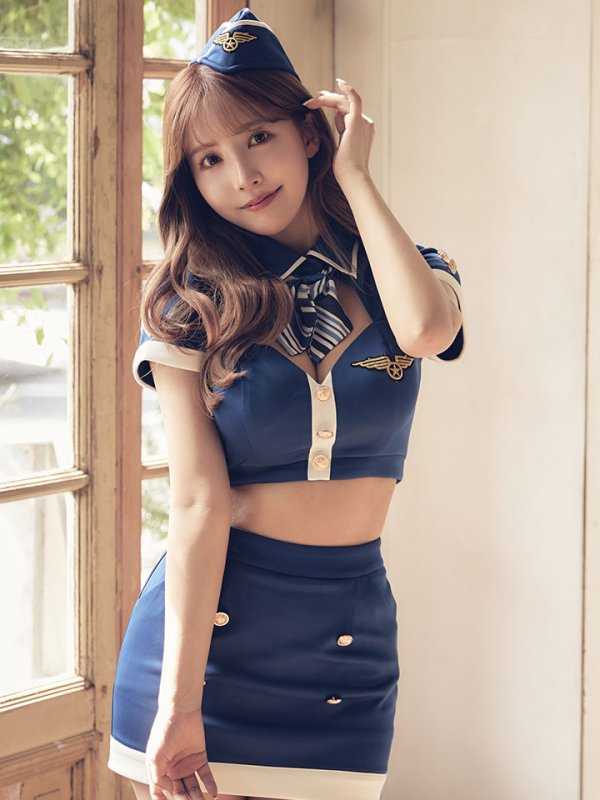 画像6: 【ハロウィン】セクシーCAコスプレ/2ピース/セットアップ【コスプレ4点セット】【XS-Mサイズ/1カラー】[OF01] (6)