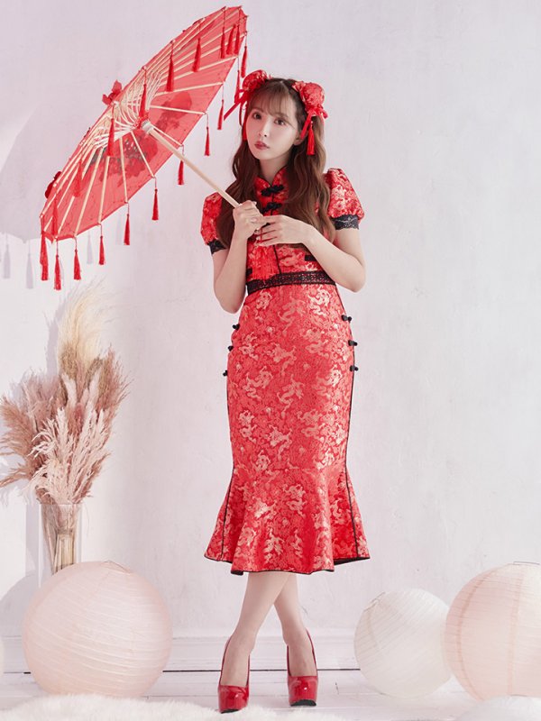 画像9: 【SALE!!】【即日発送】マーメイドスカートチャイナドレスコスプレ (SE01YN)【sugar nineハロウィン2点セット】【S-Lサイズ/1カラー】[OF01] (9)