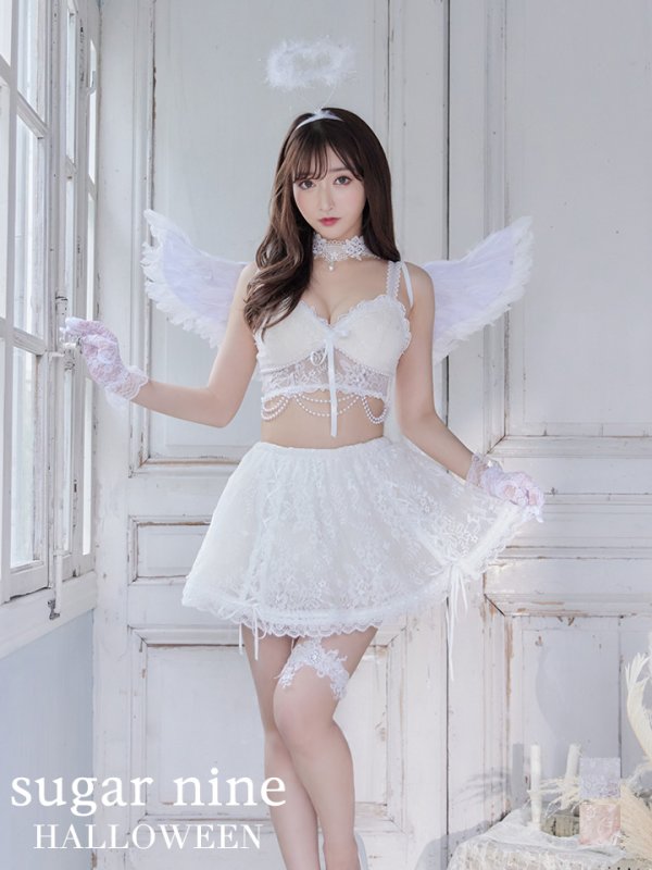 画像3: 【即日発送】2ピース/レースセクシーエンジェル/天使コスプレ【sugar nineハロウィン7点セット】【S-Mサイズ/2カラー】[YMT-H] (3)