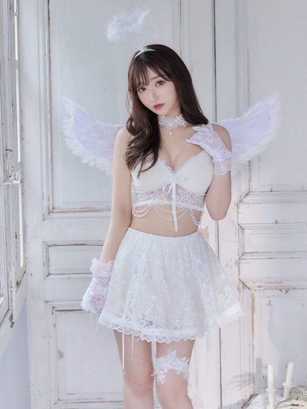 画像4: 【即日発送】2ピース/レースセクシーエンジェル/天使コスプレ【sugar nineハロウィン7点セット】【S-Mサイズ/2カラー】[YMT-H] (4)