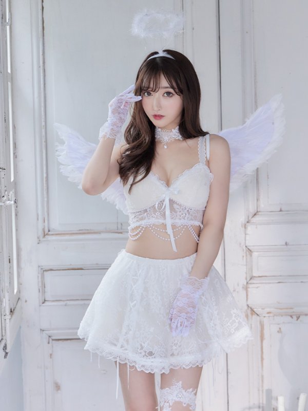 画像9: 【即日発送】2ピース/レースセクシーエンジェル/天使コスプレ【sugar nineハロウィン7点セット】【S-Mサイズ/2カラー】[YMT-H] (9)