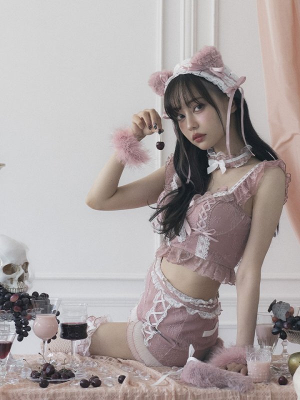 画像7: 【即日発送】【マリームーンコラボ】 セクシーレースキャット【ハロウィンコスプレ6点セット】【S-Lサイズ/5カラー】[HC03] (7)