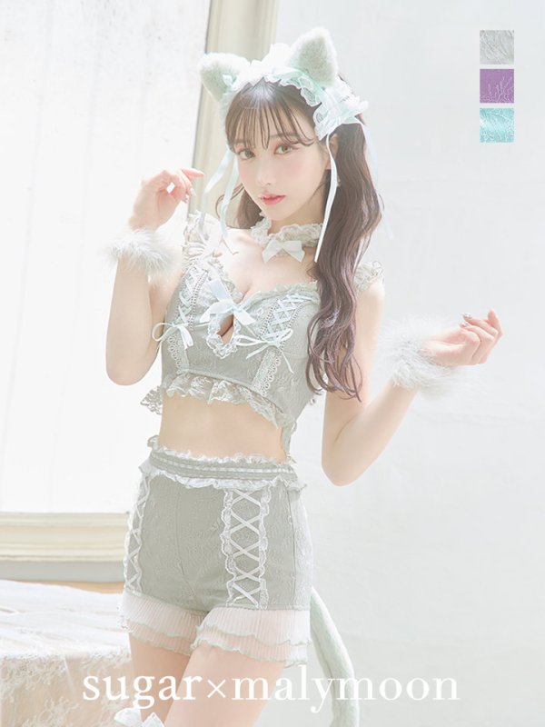 画像5: 【即日発送】【ハロウィン】【マリームーンコラボ】 セクシーレースキャット【コスプレ6点セット】【XS-L/7カラー】[OF01] (5)