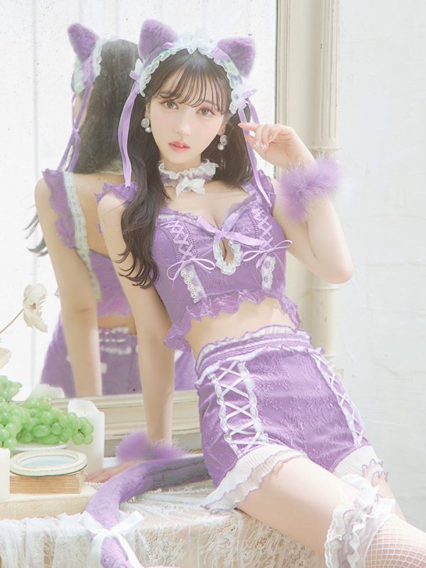 画像23: 【即日発送】【ハロウィン】【マリームーンコラボ】 セクシーレースキャット【コスプレ6点セット】【XS-L/7カラー】[OF01] (23)