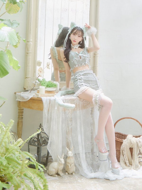 画像9: 【即日発送】【ハロウィン】【マリームーンコラボ】 セクシーレースキャット【コスプレ6点セット】【XS-L/7カラー】[OF01] (9)