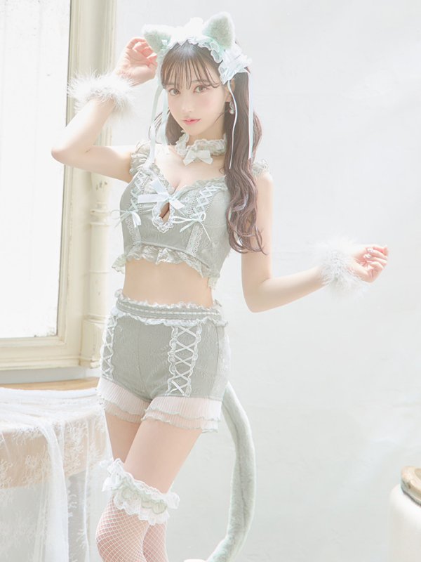 画像11: 【即日発送】【ハロウィン】【マリームーンコラボ】 セクシーレースキャット【コスプレ6点セット】【XS-L/7カラー】[OF01] (11)