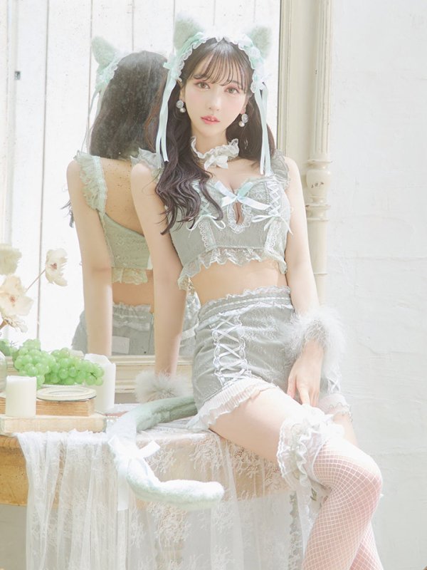 画像12: 【即日発送】【ハロウィン】【マリームーンコラボ】 セクシーレースキャット【コスプレ6点セット】【XS-L/7カラー】[OF01] (12)