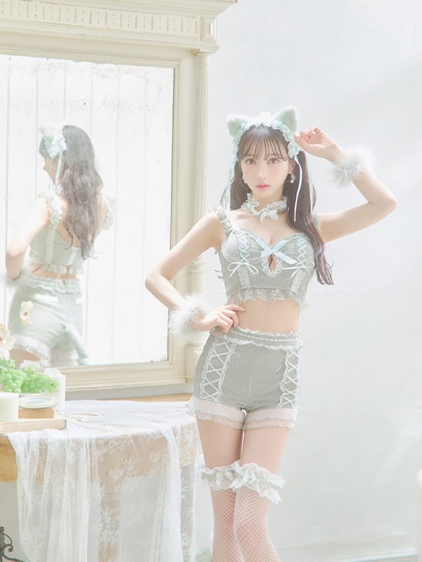 画像18: 【即日発送】【ハロウィン】【マリームーンコラボ】 セクシーレースキャット【コスプレ6点セット】【XS-L/7カラー】[OF01] (18)