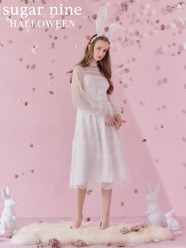画像2: 【SALE!!】【即日発送】バニーワンピースコスプレ/レースワンピース【sugar nineハロウィン3点セット】【S-Lサイズ/1カラー】[OF01] (2)