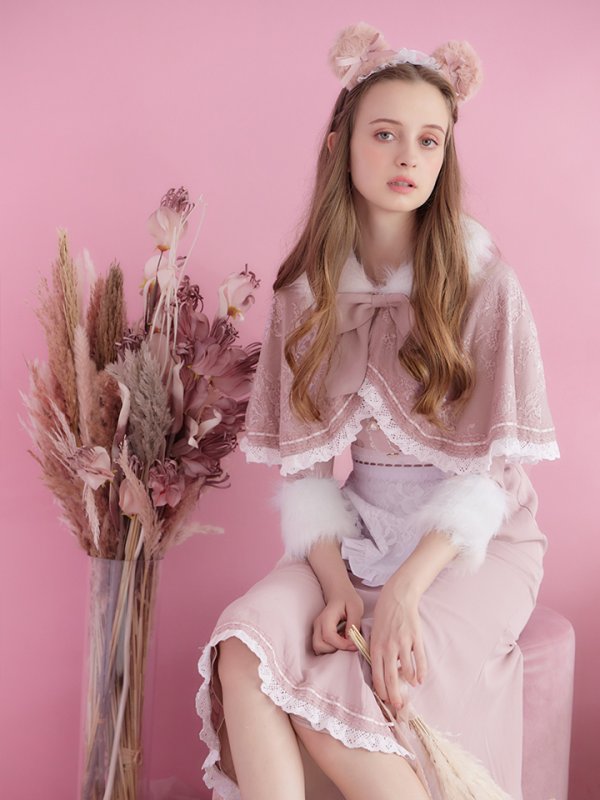 画像43: 【SALE!!】【即日発送】ファーポンチョ付きベアメイドコスプレ/ワンピースコスプレ【sugar nineハロウィン4点セット】【S-Lサイズ/1カラー】[OF01] (43)