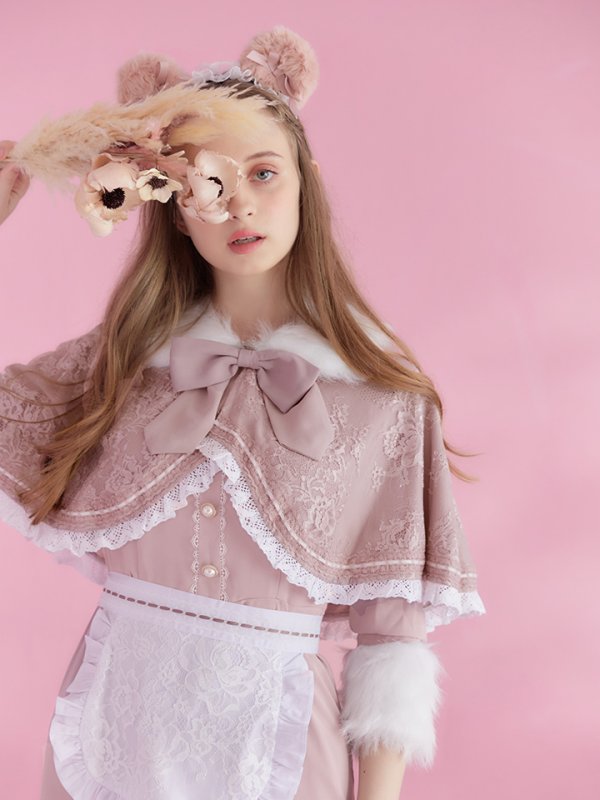 画像42: 【SALE!!】【即日発送】ファーポンチョ付きベアメイドコスプレ/ワンピースコスプレ【sugar nineハロウィン4点セット】【S-Lサイズ/1カラー】[OF01] (42)