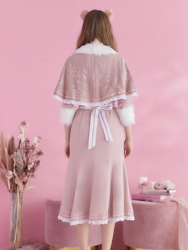 画像6: 【SALE!!】【即日発送】ファーポンチョ付きベアメイドコスプレ/ワンピースコスプレ【sugar nineハロウィン4点セット】【S-Lサイズ/1カラー】[OF01] (6)