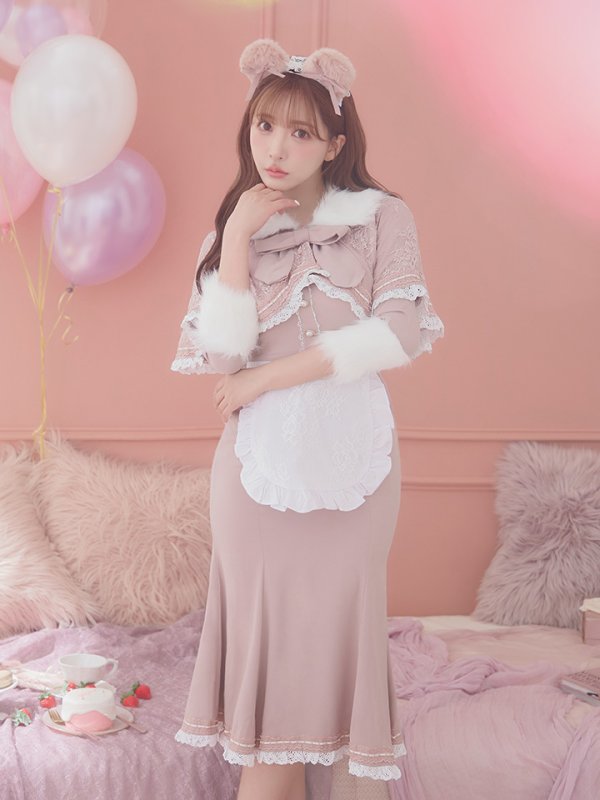 画像23: 【SALE!!】【即日発送】ファーポンチョ付きベアメイドコスプレ/ワンピースコスプレ【sugar nineハロウィン4点セット】【S-Lサイズ/1カラー】[OF01] (23)