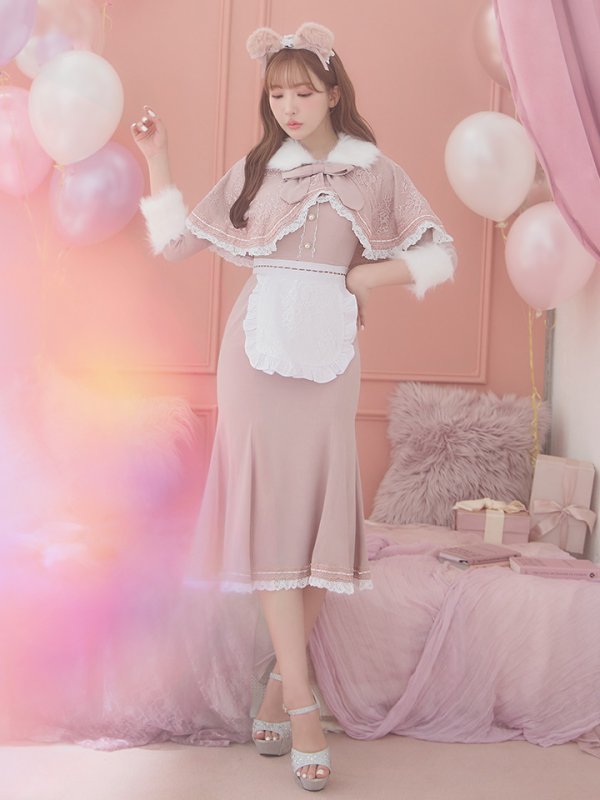 画像24: 【SALE!!】【即日発送】ファーポンチョ付きベアメイドコスプレ/ワンピースコスプレ【sugar nineハロウィン4点セット】【S-Lサイズ/1カラー】[OF01] (24)