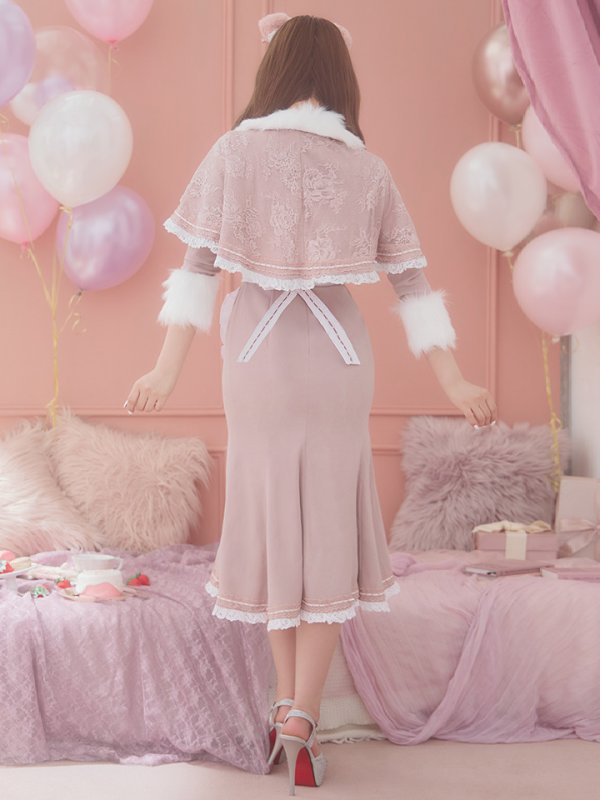 画像26: 【SALE!!】【即日発送】ファーポンチョ付きベアメイドコスプレ/ワンピースコスプレ【sugar nineハロウィン4点セット】【S-Lサイズ/1カラー】[OF01] (26)